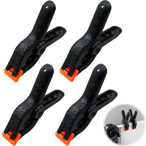 Ensemble de 4 Pinces à Ressort avec Force de Serrage Élevée, pinces à ressort en nylon robuste, pince serre joint avec mobiles mâchoires, Pinces à Ressort Polyvalentes pour Bricolage et Menuiserie (1/5)