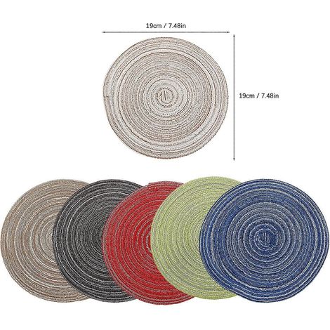 Sets de table en vinyle tissé lavable, faciles à nettoyer, pour la table à manger. Set de table en plastique noir 20201. (1/4)