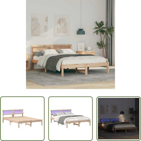 vidaXL Plattformbett -  Bettrahmen mit Kopfteil Braun 120 x 200 cm Massives Kiefernholz (1/5)