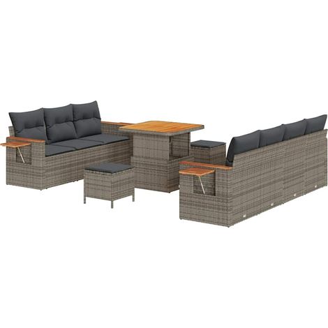 Maison Exclusive - Gartensofa-set mit Kissen 13 pcs Grau Poly-Rat (1/5)