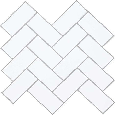 Herringbone Tile 10 pcs White Grey 30 x 30 cm vidaXL