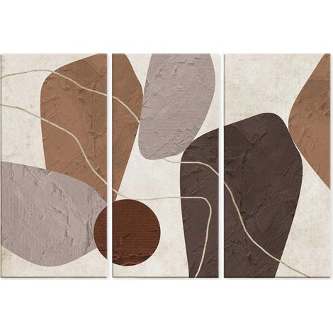 Lupia - GRANDE QUADRO Moderno 3 Pezzi ABSTRACT POLYGON, Stampa su Tela poliestere 100x150 cm, forme astratte, Pronto da Appendere, Decorazione per Soggiorno, camera da letto e Ufficio (1/4)
