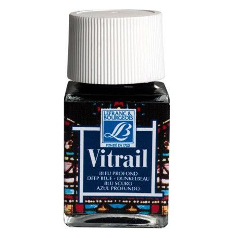 Peinture vitrail - Lefranc Bourgeois - Bleu profond - Flacon de 50ml (1/2)