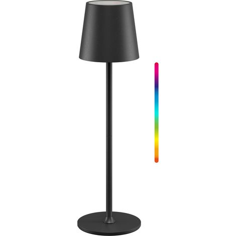 Lámpara de mesa led inalámbrica, tamaño m, 38 cm, rgbw, negro, con control táctil, 3 w, 140 lm, numerosos colores de luz rgb, blanco cálido (3000 k), ip44, regulable de forma continua. (1/5)