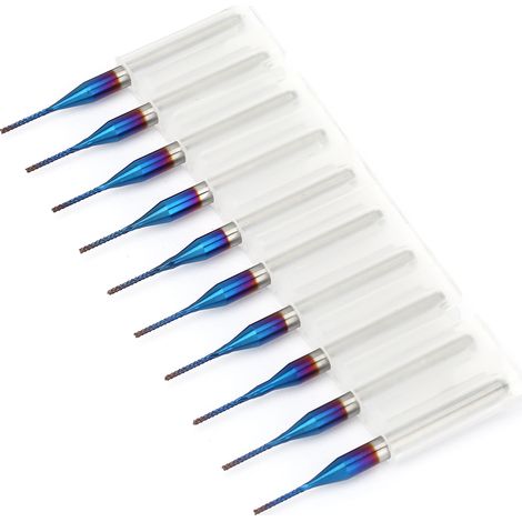 10 fraises coniques carbure de tungstène revêtues bleues, fraise à graver 0,8mm pour machine PCB (1/5)