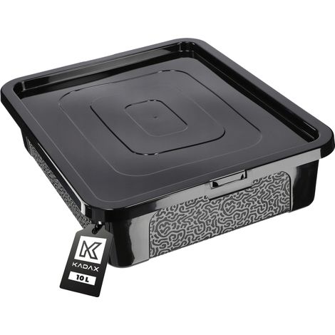 Conteneur en plastique, 10 litres, forme rectangulaire, couvercle à verrouillage par clic, plastique de haute qualité, adapté pour un usage domestique et de bureau (1/5)
