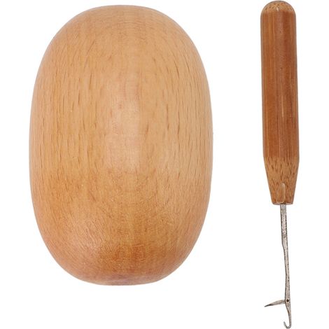 Œuf à repriser en bois de hêtre + Sans marque + Modèle classique + avec crochet intégré 8x3,7cm (1/4)