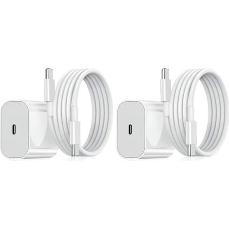 Lot de 2 chargeurs pour iPhone - Chargeur rapide - Adaptateur + câble 20 W Blanc Lot de 2 chargeurs Samsung (NT) Lot de 2 chargeurs Samsung Lot de 2 chargeurs Samsung (20 W Blanc) (1/5)
