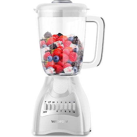 Mixeur WADFOW 650 W, bol en verre de 1,5 L, 10 vitesses, 6 lames en acier inoxydable
