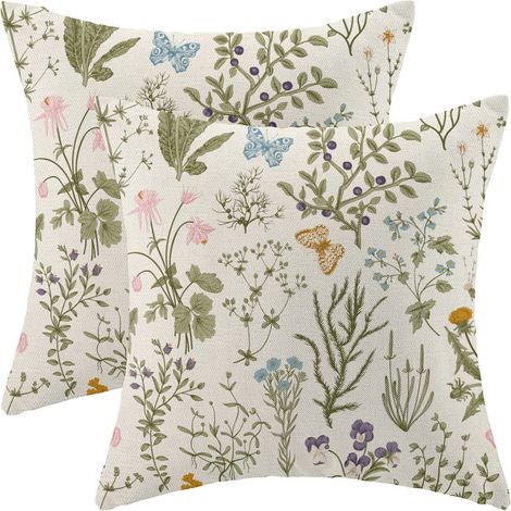 Lot de 2 housses de coussin 45 x 45 cm,Le tissu en lin convient aux canapés, aux lits, aux jardins et à une utilisation en extérieur (1/4)