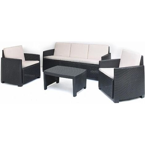 SALOTTO RESINA ANTRACITE """VARANO-STROMBOLI""" SET 4PZ
