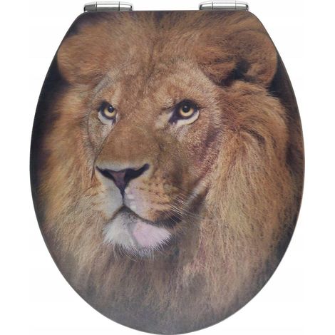 Wenko LION Copri WC con motivo 3D leone in MDF resistente