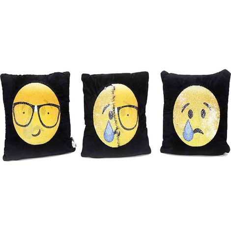 Cuscino emoticon smile con pailette reversibile che cambia espressione double face idea regalo (1/4)