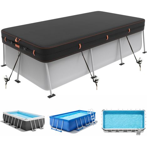 Bâche Piscine Rectangulaire 6.40x3.66 m, Imperméable, Coupe-Vent (1/5)