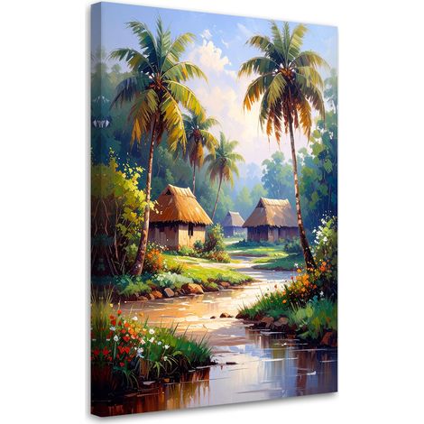 Quadro su tela Casette di campagna nella giungla palme foresta 20x30 (1/5)