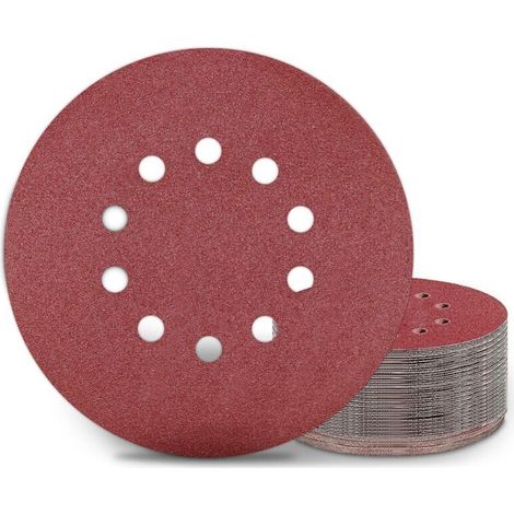 225-mm-Schleifscheiben, 25 Stück, Körnung P100, 10 Löcher, runde 225-mm-Schleifscheiben, Schleifpapier für Schleifmaschinen