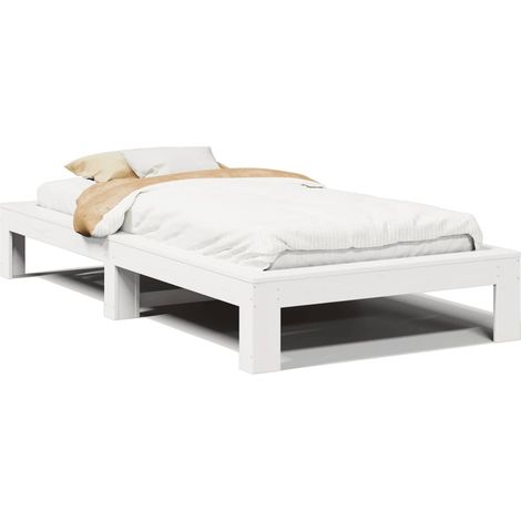 Maison Exclusive - Cadre de lit sans matelas blanc 90x200 cm bois de pin massif (1/5)
