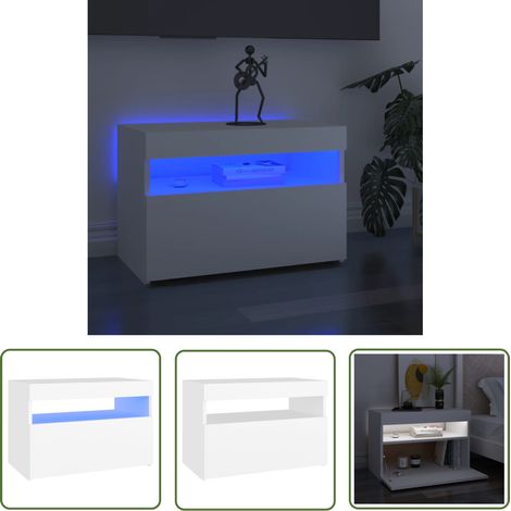 The Living Store Meuble TV avec lumières LED blanc 60x35x40 cm - Meuble Tv - Meuble Téléviseur - Télévision Murale - Rangement Media - Luminaire Led (1/5)