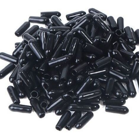 100 pièces embouts, embouts en caoutchouc, couvercle de sécurité protecteur de filetage de vis à boulon noir (3,5 mm) (1/3)