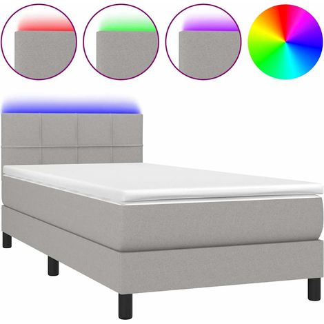 Maison Exclusive - Cama box spring colchón y luces LED tela gris (1/5)