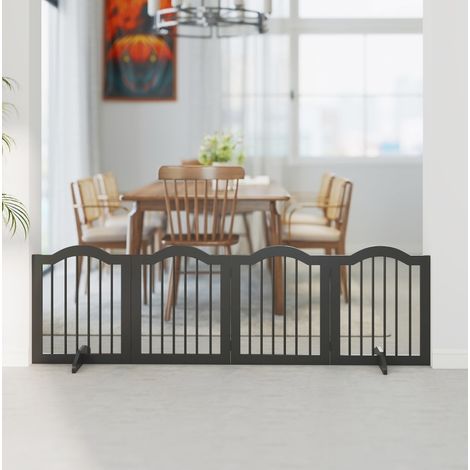 Barrière pour chien freestanding pliante à 4 panneaux 208 x 29,5 x 61 cm noire OKMYHOME (1/5)