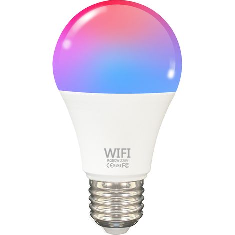Ampoule LED connectée WiFi Fcmila TY007 RGB à couleurs changeantes, compatible avec Amazon Alexa/Home/IFTTT/Tmall Genie, sans hub, culot A19/E27, multicolore, contrôlable via l'application Tuya/SmartL (1/3)