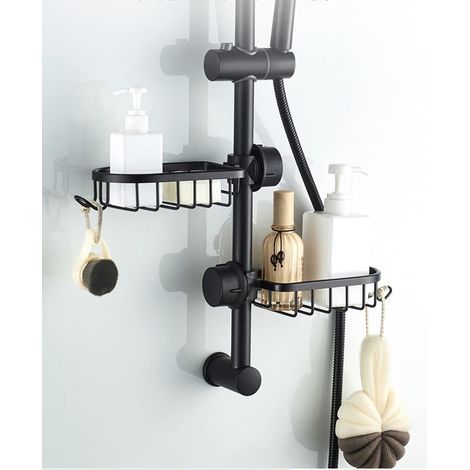 2xPorte-Savon Pour Barre de Douche, Porte-Savon de Douche, Étagère de Douche Sans Perçage Avec Crochet, Panier de Douche, Porte-Savon, Éponge de Douche, Organisateur Pour Tige de 20-27 mm (1/4)
