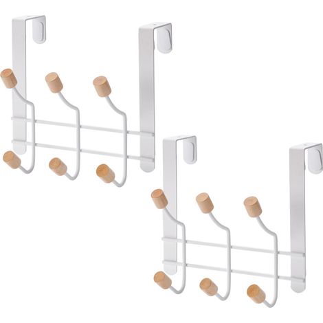 BEEK Gancio per porta per appendere il cappotto, gancio per porta, gancio per porta, gancio per la cucina, per il bagno, per il bagno, per la casa, per il bagno, con 6 ganci, 2 set senza drilling (1/5)