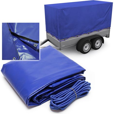 Wiltec – Bâche de protection extérieure bleue 2090x1140x880 mm – Polyester 1000D résistant aux intempéries – Fermeture à glissière et sangles élastiques