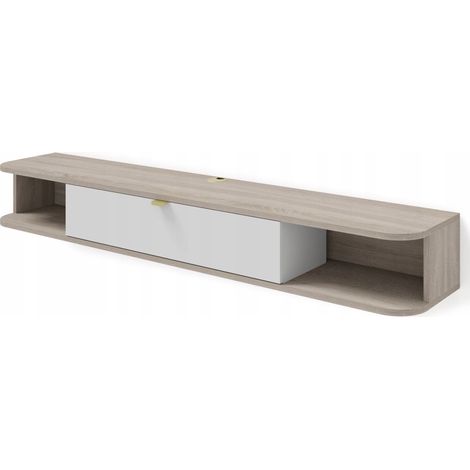 Meuble TV à suspendre 156x20x29cm IKARI Sonoma/blanc mat luxueux sideboeard commode (1/5)