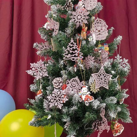 Décorations, de sapin de Noël - Lot de 42 décorations à paillettes en forme de bonhomme de neige, de renne, de Père Noël et de flocon de neige (1/5)