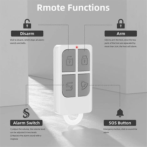 Sonnette sans fil, alarme de porte télécommandée, sonnette de sécurité avec capteur, alarme de fenêtre, alarme de piscine, pack de 2 alarmes de porte (1/5)