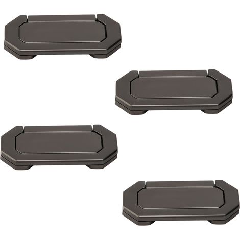4 poignées de tiroir/porte escamotables, alliage de zinc, 72x32x5 mm, entraxe 64 mm, pour meubles cuisine et salle de bain (1/5)