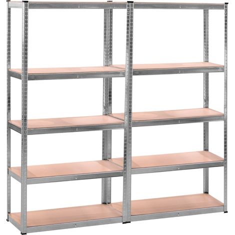 Étagère garage métallique 5 niveaux 180×180 cm: Robusta, modular y fácil de montar sin tornillos gracias a su sistema de clips.