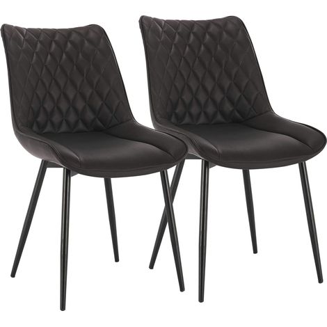 WOLTU 2X Sillas de Comedor Nordicas Estilo Vintage Juego de 2 Sillas de Cocina Sillas Tapizadas en Cuero Sintetico Aspecto de Cuero Antiguo Estructura de Metal Sillas Comedor Antracita (1/5)