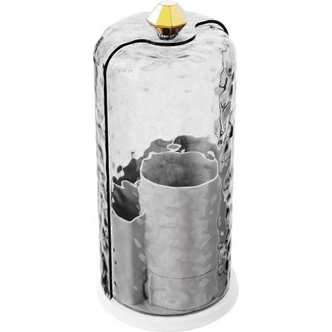 Boîte de rangement pour pinceaux de maquillage avec couvercle transparent, grande capacité, B-Transparent et gris- (1/5)