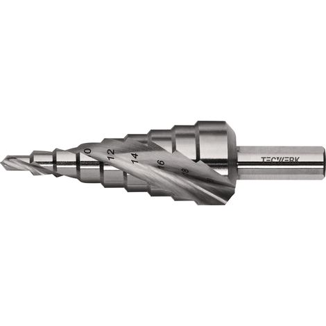 Stufenbohrer Bohrber.4-20mm HSS Spiralnut Z.2 Stufen 9 TECWERK (1/3)