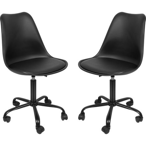 Haloyo 2er-Set Tulip Bürodrehstuhl mit höhenverstellbaren Rollen, Stahl, PP-Kunststoff, PU, Schwarz (1/5)