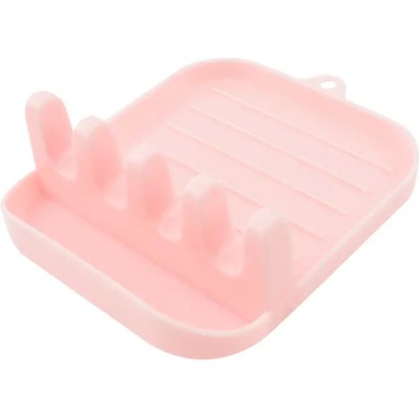 1-teiliger Küchen- und Haushalts-Topfdeckelhalter - Spatelhalter - multifunktionaler, leicht zu reinigender Suppenkellenhalter - Küchenaufbewahrungsregal (rosa)