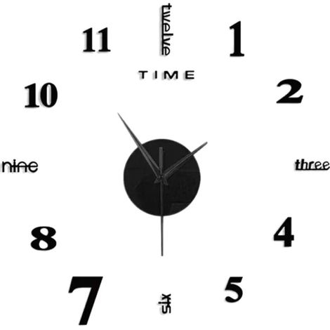 DIY-Wanduhr, rahmenlose 3D-Wanduhr, moderner Dekoaufkleber, DIY-Wanduhr-Set für Schlafzimmer, Wohnzimmer, Heimdekoration, verstellbare Größe und einfache Handhabung