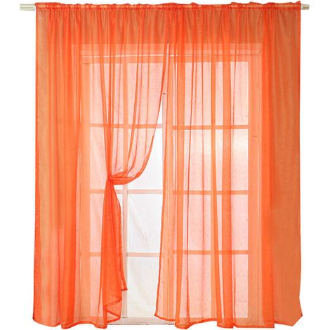 Bardusch - Lot de 2 rideaux transparents de haute qualité pour salon et chambre (orange) (1/4)
