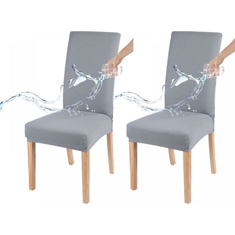 Waterproof chair cover, suitable for all seasons, solid color, easy to clean, light grey (two-piece set) (1/5)