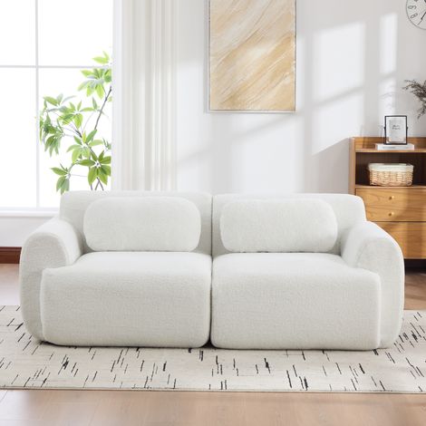 Canapé modulaire 2 places en chenille – Canapé-lit compressé 1 place Garnissage mousse de haute résilience – Base antidérapante – 177 × 79 × 71 cm – Beige (1/5)
