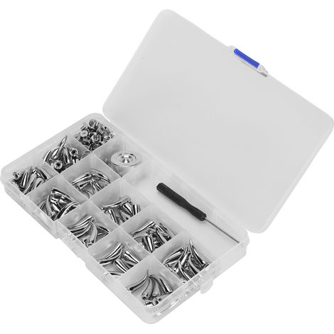100-teiliges Punk-Nieten-Set aus einer Legierung mit 3 Werkzeugen und Lederzubehör zum Basteln. (1/5)
