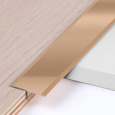 3 PCS Baguettes de Finition en T en Aluminium 0,9m × 2cm, Or (1/5)