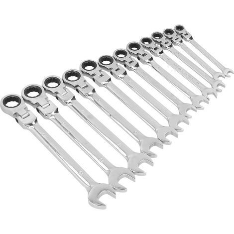Jeu de 12 clés à cliquet à tête flexible métriques CRV 8-19 mm avec coffret de luxe (1/5)