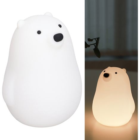 LED-Nachtlicht aus weißem Silikon, wiederaufladbar über USB, mit Timer, ideal zum Einschlafen von Kindern in ihrem Zimmer. (1/5)