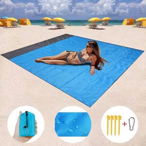 Tapis de Plage,210x200cm Tapis Pique Niques,Sandproof Beach Blanket,Pliable Natte de Plage,pour Pique-Nique,Voyage,Camping (1/4)