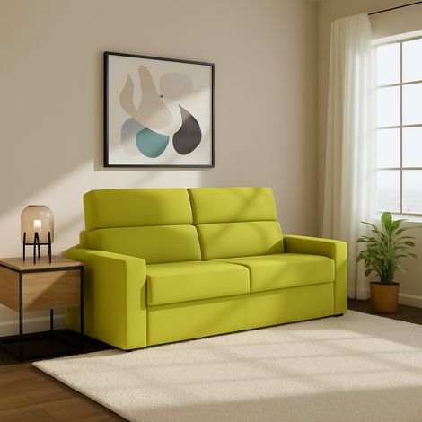 Dmora - Sofá cama 2 plazas Orchidea, Sofá convertible para salón, acolchado, desenfundable, calidad 100% Made in Italy, 200x95 h100 cm, Verde (1/5)