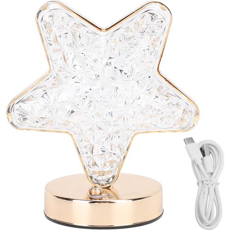 Ortviai Lampe de chevet sans fil rechargeable en cristal avec variateur continu et 3 teintes de lumière